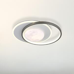 Globo LED stropna svjetiljka Moon, crna/siva, metal, 37 cm, Crno, Područje hodnika, Metal