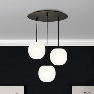 Casablanca Acai viseća lampa, bijela/crna, okrugla, s tri svjetla, 16 cm, prigušiva, Bijela, Dnevni boravak/blagovaonica, Staklo