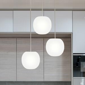 Casablanca Acai viseća lampa, bijela, okrugla, s tri svjetiljke, Ø 16 cm, E27, prigušiva, Bijela, Dnevni boravak/blagovaonica, Staklo