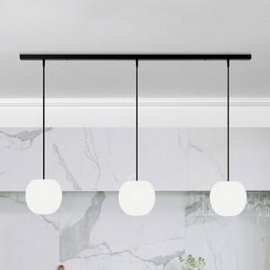 Casablanca Acai viseća lampa, bijela/crna, duga, s tri svjetla, 16 cm, prigušiva, Bijela, Dnevni boravak/blagovaonica, Staklo