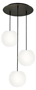 Casablanca Acai viseća lampa, bijela/crna, okrugla, s tri svjetla, 21 cm, prigušiva, Bijela, Dnevni boravak/blagovaonica, Staklo
