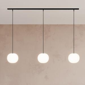 Casablanca Kasabaľska viseća lampa Acai, bijela/crna, duga, s tri svjetla, 21 cm, prigušiva, Bijela, Dnevni boravak/blagovaonica, Staklo