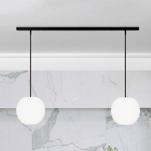 Casablanca Acai viseća lampa, bijela/crna, duga, s dvije svjetiljke, 21 cm, prigušiva, Bijela, Dnevni boravak/blagovaonica, Staklo