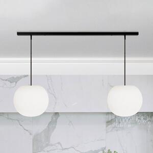 Casablanca Acai viseća lampa, bijela/crna, duga, s dvije svjetiljke, 26 cm, prigušiva, Bijela, Dnevni boravak/blagovaonica, Staklo