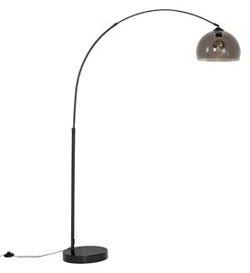 Moderna lučna svjetiljka crna s dimnim staklom - Arc