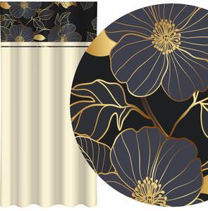 Klasična krem zavjesa s printom zlatnih cvjetova Širina: 160 cm | Duljina: 250 cm