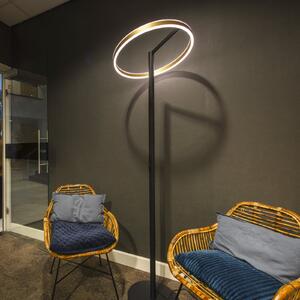 SLV One ravna LED podna lampa, crna/mesing, 2700/3000 K, prigušiva, Zlato / mjed, Dnevni boravak/blagovaonica, Metal