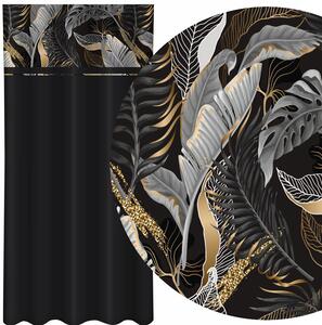 Klasična crna zavjesa sa sivim i zlatnim tiskom Širina: 160 cm | Duljina: 270 cm