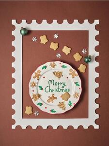 Sinsay - Božićni keramički tanjur s natpisom Merry Christmas