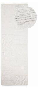 Bijela ručno rađena staza od mješavine vune 80x230 cm Sculptured Blocks – Flair Rugs