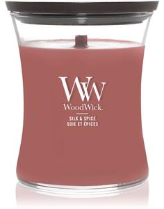 Woodwick Silk & Spice mirisna svijeća s drvenim fitiljem 275 g