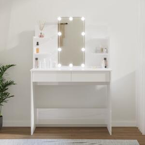 VidaXL Toaletni stolić s LED svjetlima sjajni bijeli 96x40x142 cm