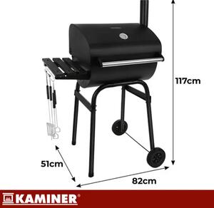 Kaminer vrtni roštilj na ugljen s poklopcem i termometrom 117x82x51 cm (velika rešetka, dimnjak, pribor)