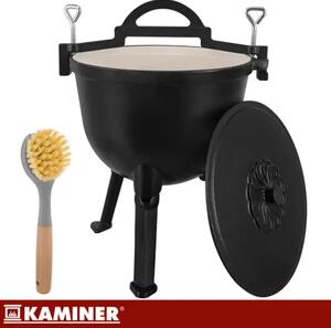 Kaminer emajlirani gusani kotlić 10L s poklopcem (za kotlovinu, gulaš, otvorenu vatru)