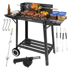 Kaminer vrtni roštilj na ugljen s ražnjem (rotisserie), poklopcem i policama 93x41x86 cm