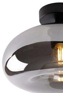 Art Deco stropna svjetiljka crna s dimnim staklom - Busa