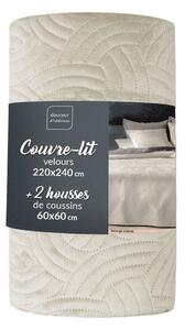Krem set prekrivača i jastučnice od samta 220x240 cm Solange – douceur d'intérieur