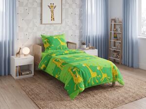 Krep posteljina za krevetic Giraffe zelena
