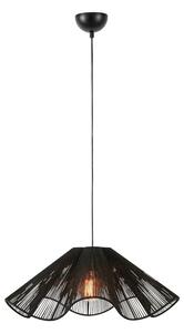 Crna viseća svjetiljka sa sjenilom od jute ø 60 cm Nami – Markslöjd