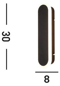 Bordo LED vanjska zidna svjetiljka, visina 30 cm, crna, aluminij