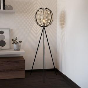 Podna lampa Waverton, crno/bijela, visina 143 cm, čelik/tkanina