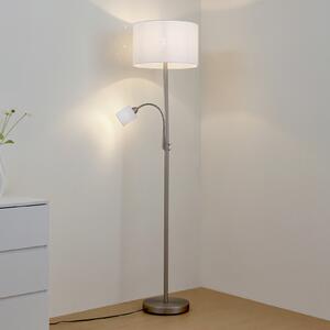 Lindby podna lampa Jaileen, bijela, tekstil, 170 cm, svjetlo za čitanje