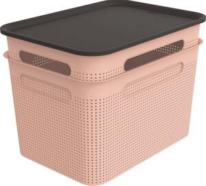Svijetlo ružičaste plastične kutije za pohranu u setu 2 kom s poklopcem 26,5x36,5x26 cm Brisen – Rotho