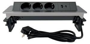 235-101 POP UP UTIČNICA 3X SCHUKO, 16A 250 V~ 3680 W, USB A+C, NIKAL 3856024405867