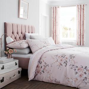 Ružičasta posteljina s cvjetnim motivom Catherine Lansfield Canterbury Rose, 200 x 200 cm