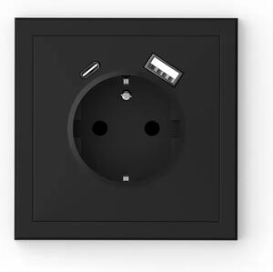 043-619 ADRIA - SCHUKO UTIČNICA S USB A+C, S VIJČANIM STEZALJKAMA, CRNA, 16 A, 2 3856024407977