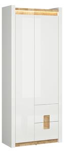Ormar Boston BH115Vestminsterski hrast, Sjajno bijela, 202x82x37cm, Porte guardarobaVrata ormari: Klasična vrata