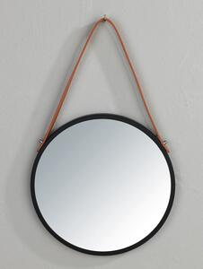 Crno viseće ogledalo Wenko Borrone, ø 40 cm