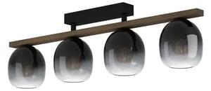STROPNA LAMPA 4xE27 SMEĐE DRVO/CRNA/STAKLO CRNO SIVO FILAGO 900185