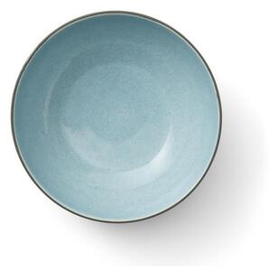Siva zemljana zdjela za salatu s unutarnjom glazurom u blijedoplavoj Bitz Mensa, promjera 30 cm