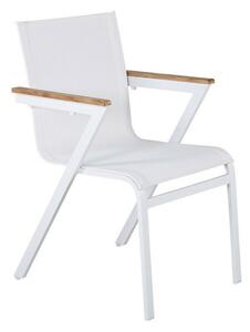 Vrtna stolica Dallas 67987x57x61cm, Svijetlo drvo, Bijela, Tekstil, Metal
