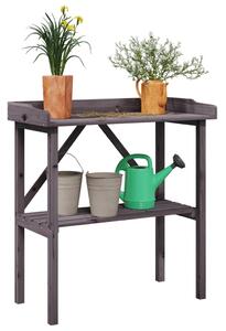 VidaXL Stol za biljke s policom sivi 78x38x82,5 cm masivna jelovina