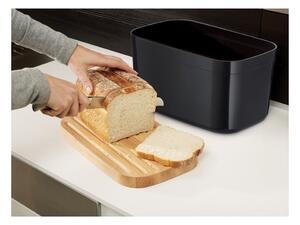Crna kutija za kruh s drvenim poklopcem Joseph Joseph Bin
