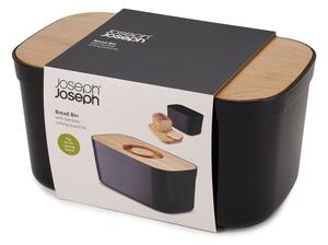 Crna kutija za kruh s drvenim poklopcem Joseph Joseph Bin