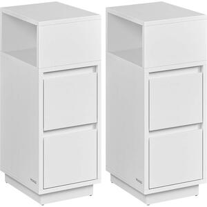 Set od 2 uska noćna ormarića s 2 ladice, 30 x 25 x 65 cm, bijele boje | VASAGLE