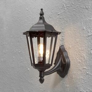 Konstsmide Vanjska zidna svjetiljka Firenze, crna, gornje grlo, 48 cm, Crno, Staklo, fenjer