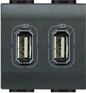 UTIČNICA 2M USB 1550/750mA ANTHRACITE L4285C2