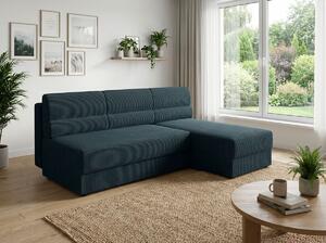 Razvlačna kutna garnitura L TAVERO SLIM 201x140 cm, tamno plava, univerzalna