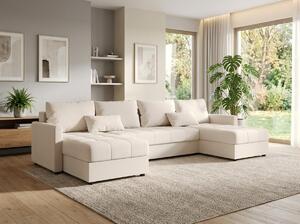 Razvlačna U kutna garnitura VENORIA 285x146 cm, krem + 2 jastuka GRATIS