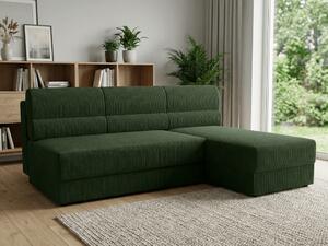 Razvlačna kutna garnitura L TAVERO SLIM 201x140 cm, tamno zelena, univerzalna