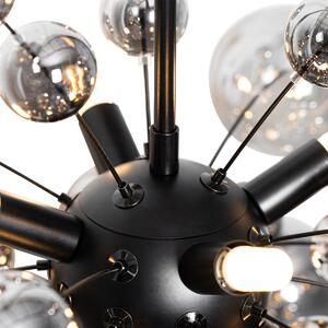 Dizajnerska viseća lampa crna sa dimnim staklom 8 svjetala - Explode