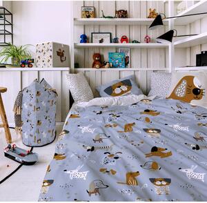 Dječja posteljina Butter Kings Woof Woof Pamuk Saten Plava, 140 x 200 cm