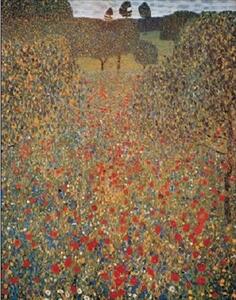 Umjetnički tisak Meadow With Poppies, Gustav Klimt