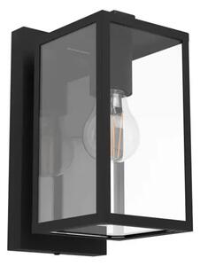 VANJSKA ZIDNA LAMPA 1xE27 IP44, CRNA/PROZIRNO STAKLO, BUDRONE 900288