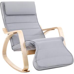 Stolica za ljuljanje, stolica za opuštanje s osloncem za noge podesivim u 5 smjerova, svijetlo siva | SONGMICS