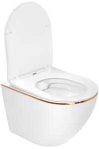 Viseća WC školjka Carlo bijela Mini Flat Gold Edge